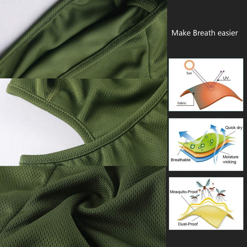 hikevalley Balaclava Face Mask Adjustable Windproof UV Protection Hood (US, Alpha, One Size, Army Green) - Image 4